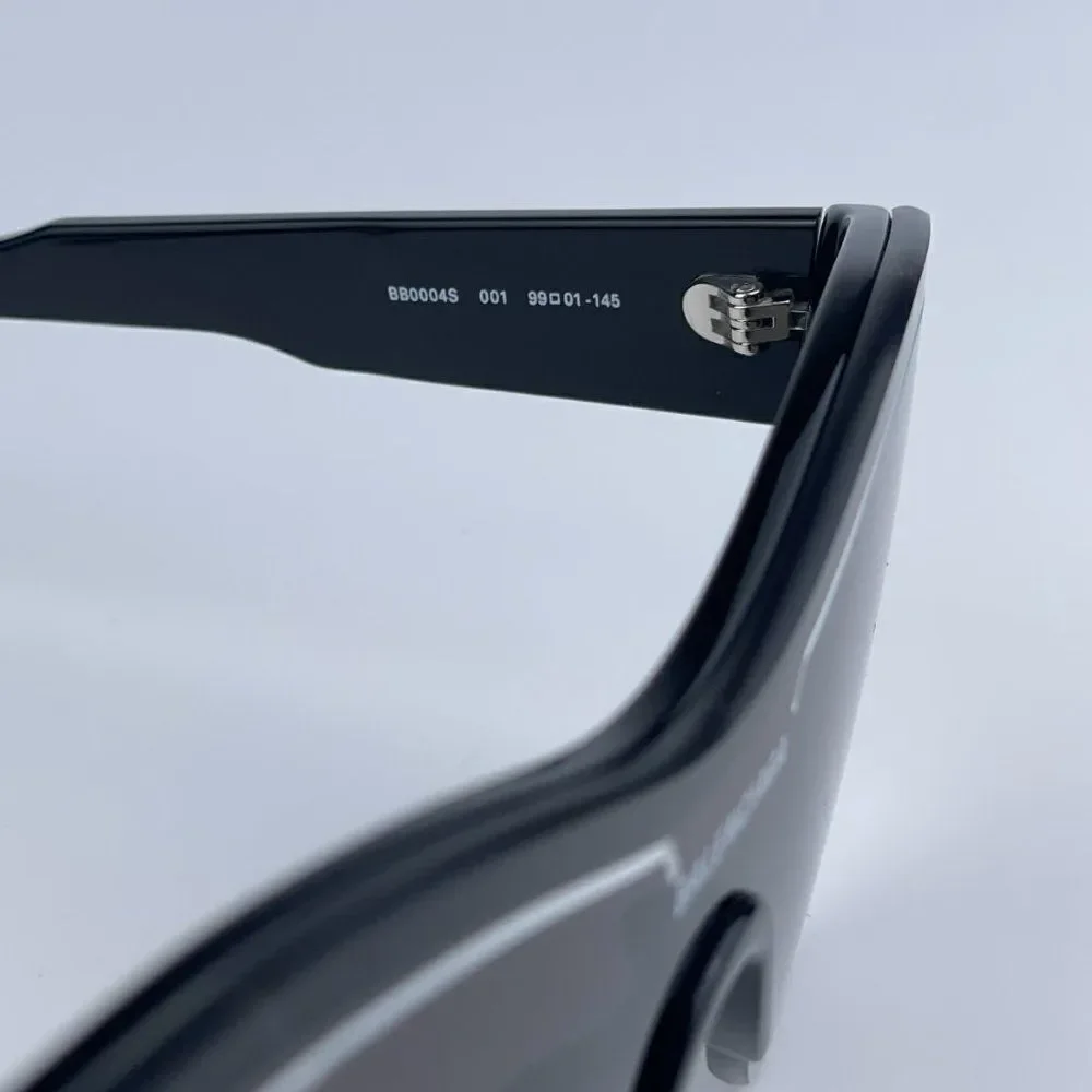 NEW Balenciaga BB0004S 001 Black Grey Shield Unisex Sunglasses